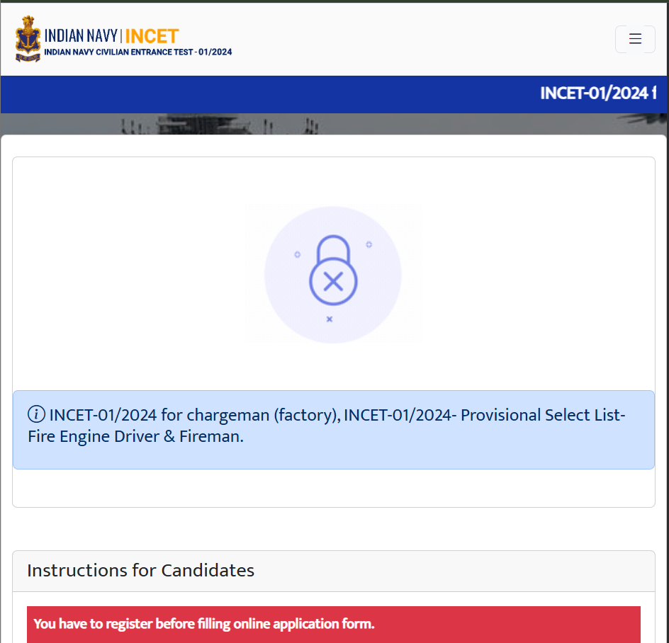 Indian Navy Civilian INCET 01/2024 Result & Reserve List 