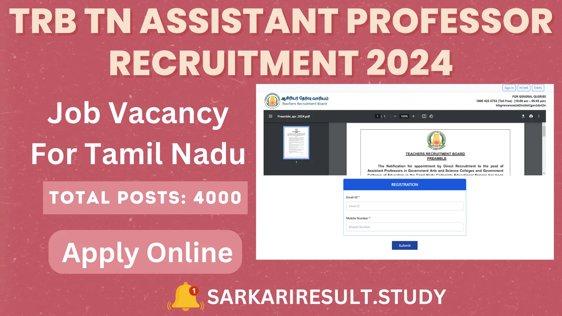 TRB TN Asst. Professor Vacancy 2024