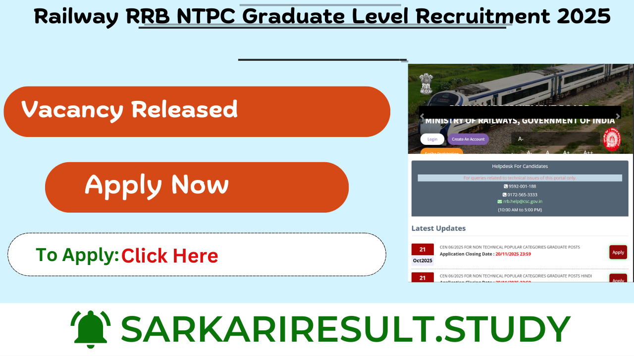 Railway RRB NTPC Graduate Level Recruitment 2025