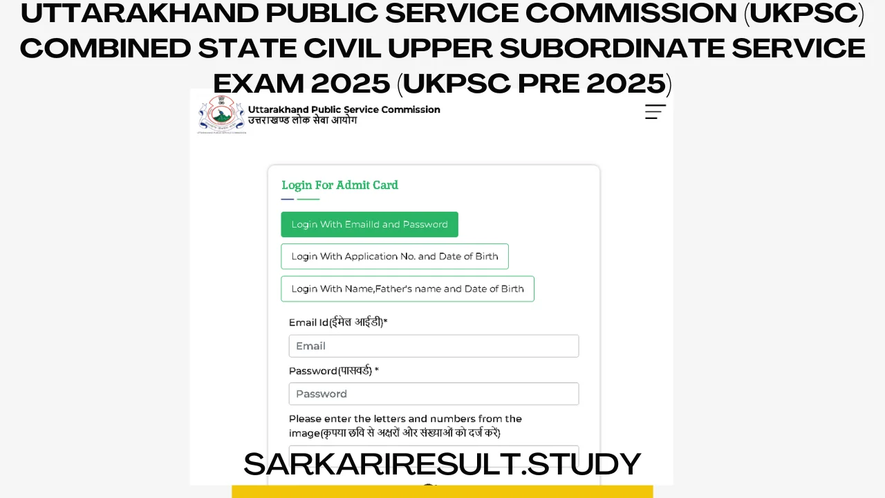 UKPSC PCS 2025 Pre Admit Card