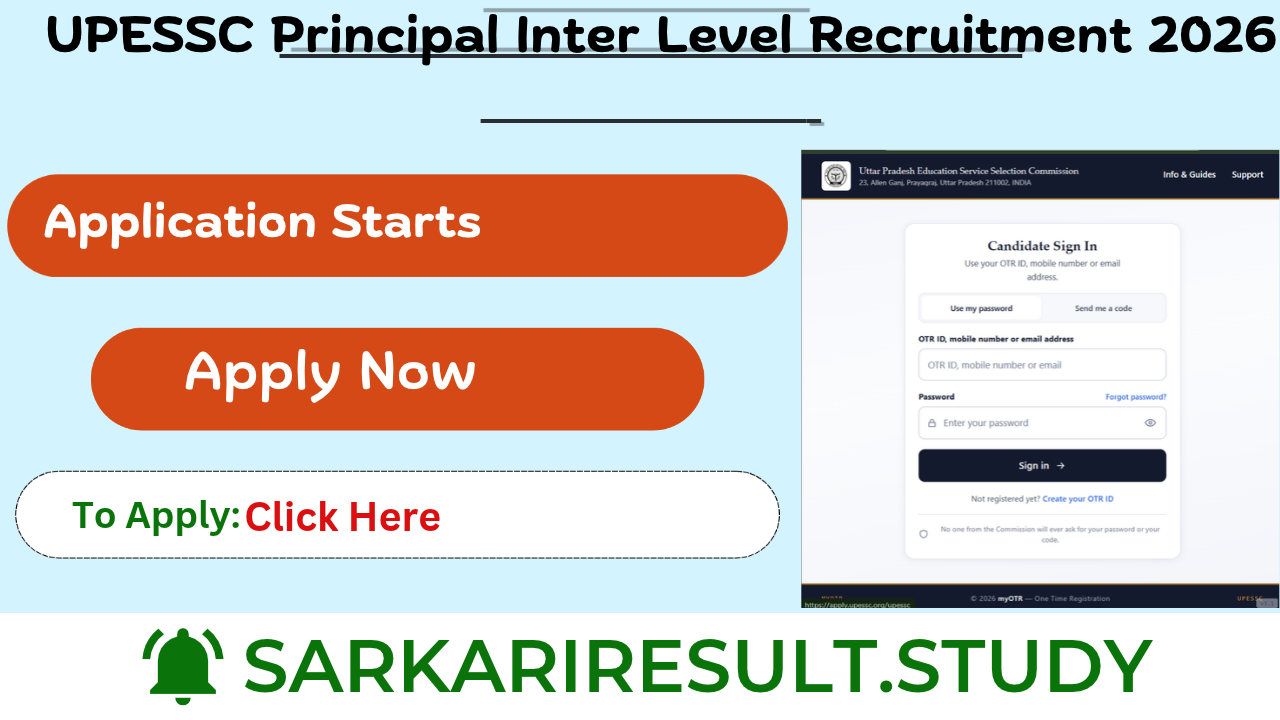 UP Principal Inter Level Recruitment 2026