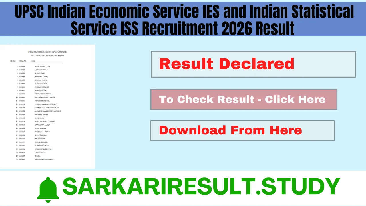 UPSC IES &  ISS Recruitment 2026 Result
