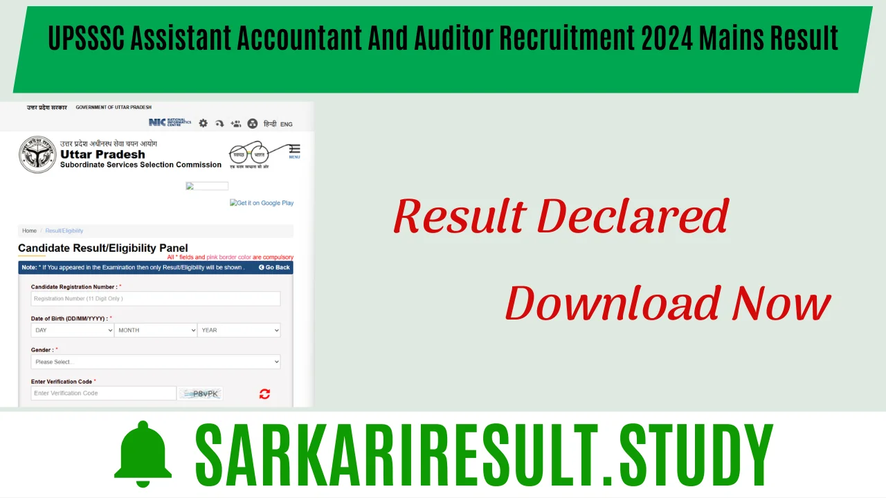 UPSSSC Assistant Accountant And Auditor Recruitment 2024 Mains Result