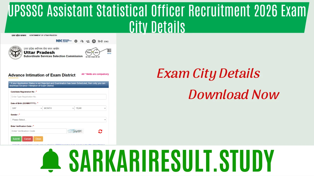 UPSSSC ASO Recruitment 2026 Exam City Details