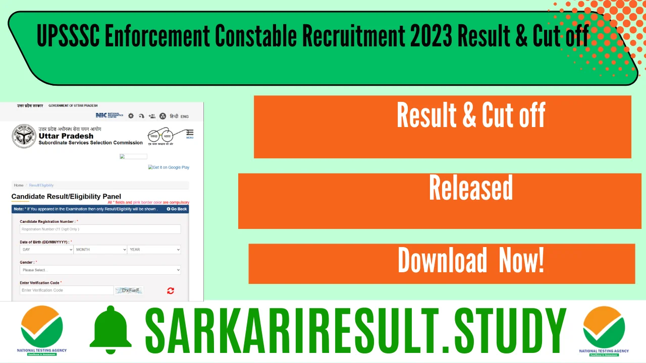 UPSSSC Enforcement Constable Recruitment 2023 Result & Cut off