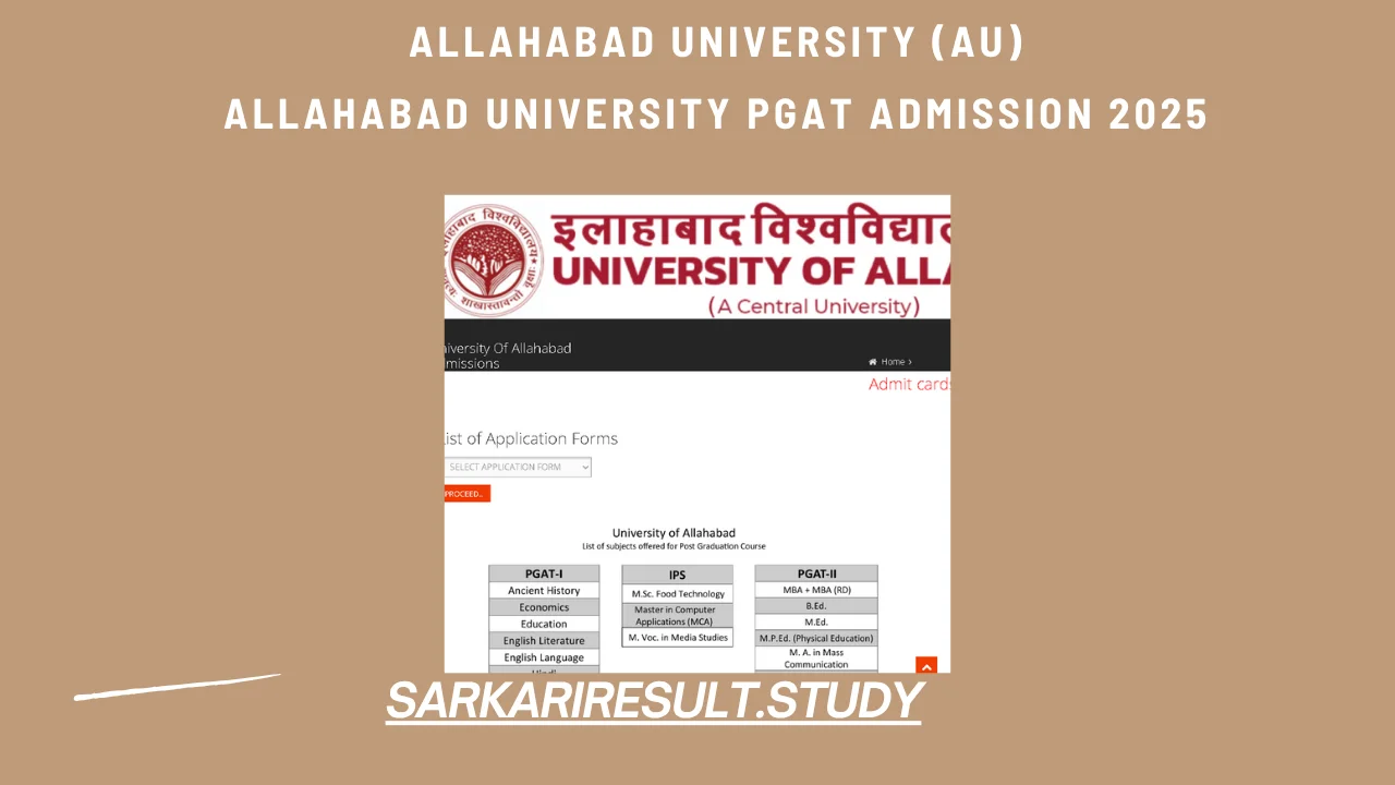 University of Allahabad PGAT I and PGAT II Admissions 2025 Admit Card