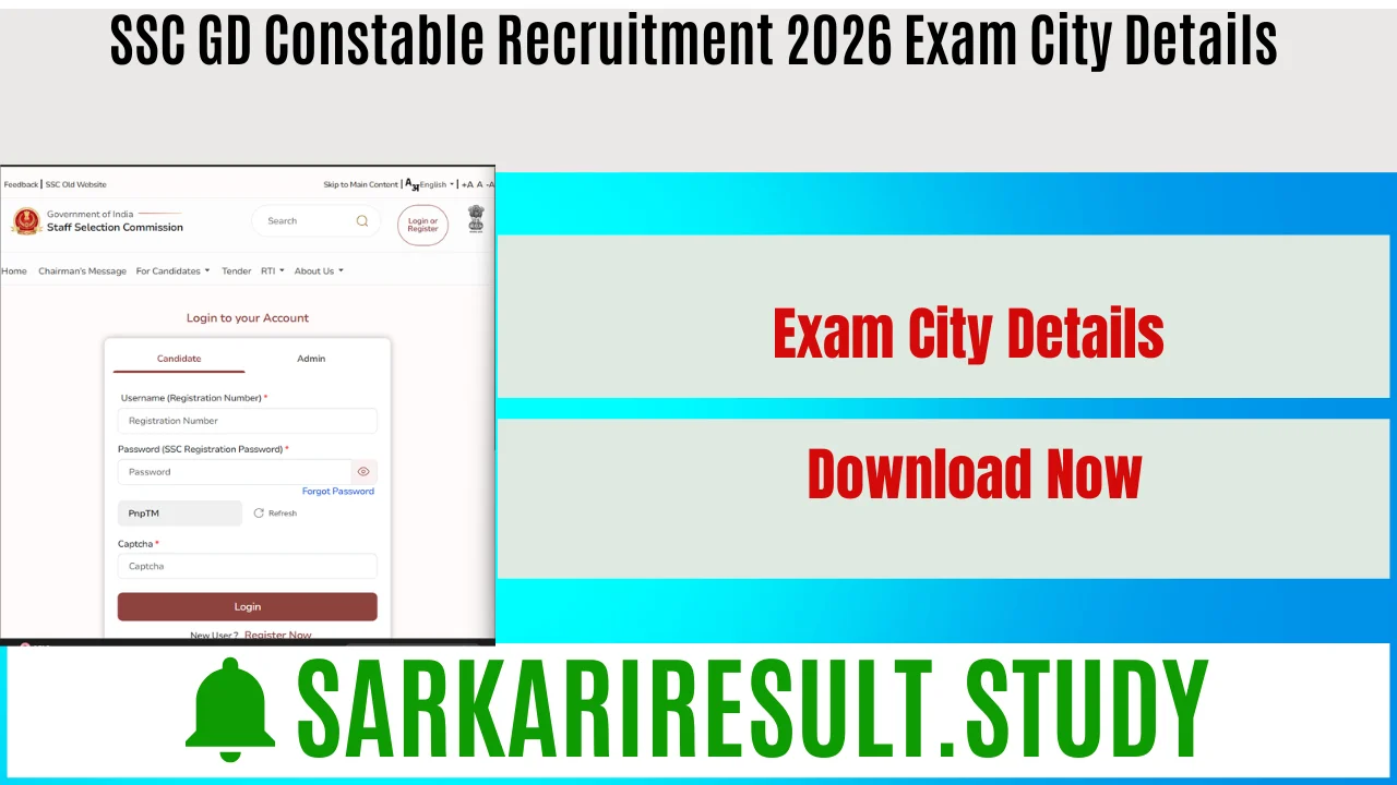 SSC GD Constable Recruitment 2026 Exam City Details 